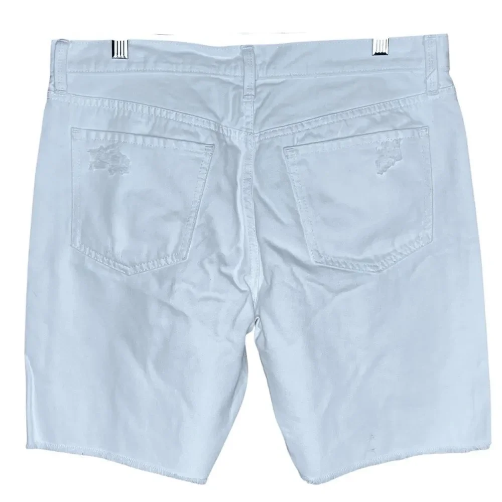 Mossimo White Denim Boyfriend Shorts Women Size 8-29 5 Pocket Style Long Length
